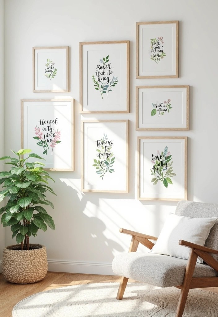 14 Boho Framed Wall Art Inspirations That Will Add Warmth to Your Space! - 13. Framed Quotes with Botanical Elements