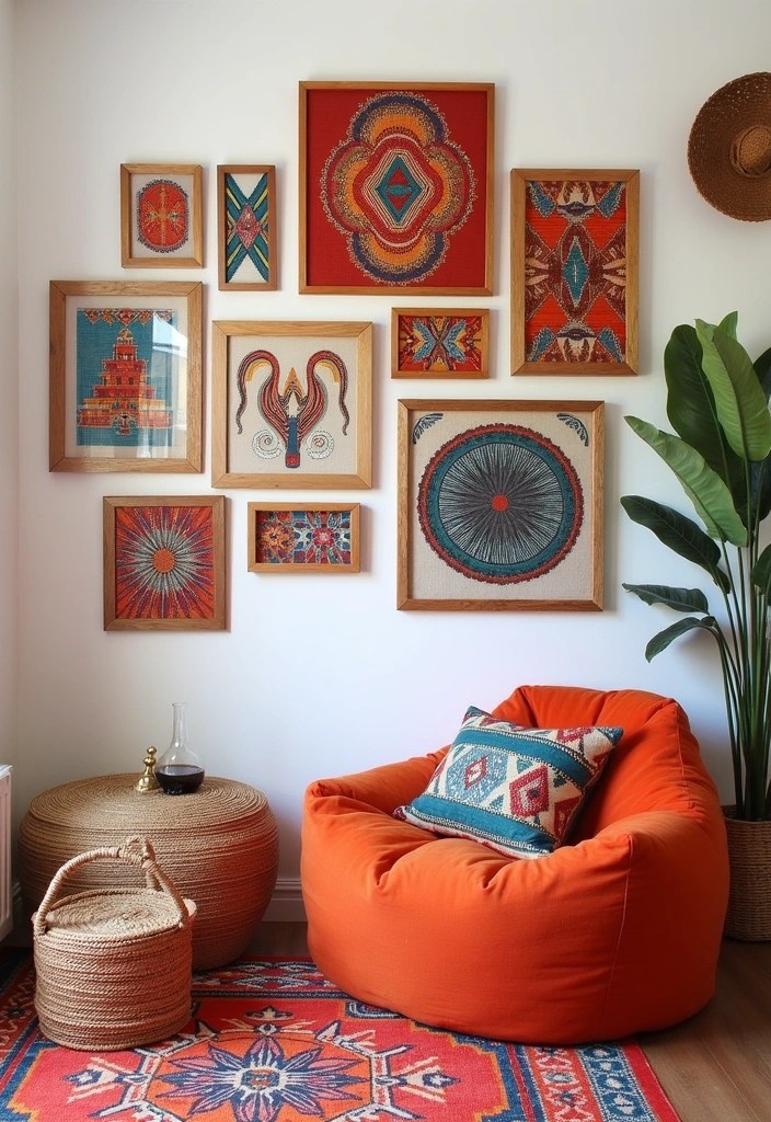 14 Boho Framed Wall Art Inspirations That Will Add Warmth to Your Space! - 2. Vibrant Tribal Patterns