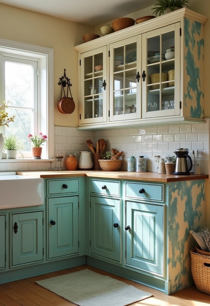 15 Budget-Friendly Cupboard Painting Ideas You Can’t Afford to Miss! - 14. Upcycled Finds with Unique Paint Techniques