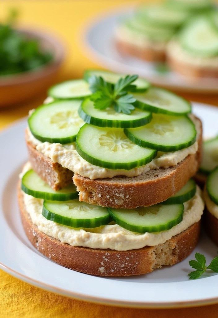 15 Easy Healthy Recipes You Can Make in Under 30 Minutes (Healthy Eating Made Simple!) - 13. Cucumber and Hummus Sandwiches