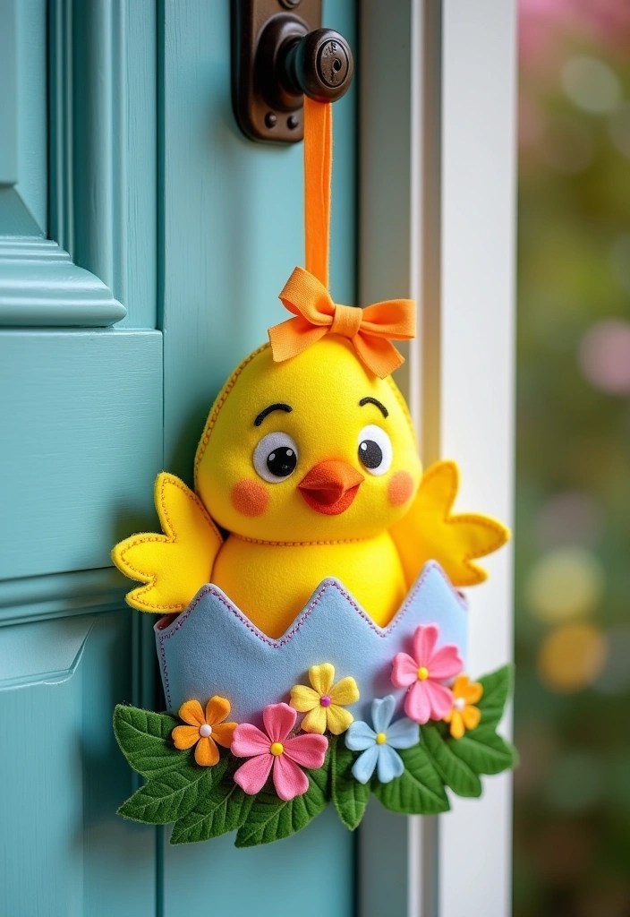 16 Budget-Friendly Easter Door Hanger Ideas That Look Amazing (You’ll Love #10!) - 10. Enchanting Chick Hanger (You’ll Love This!)