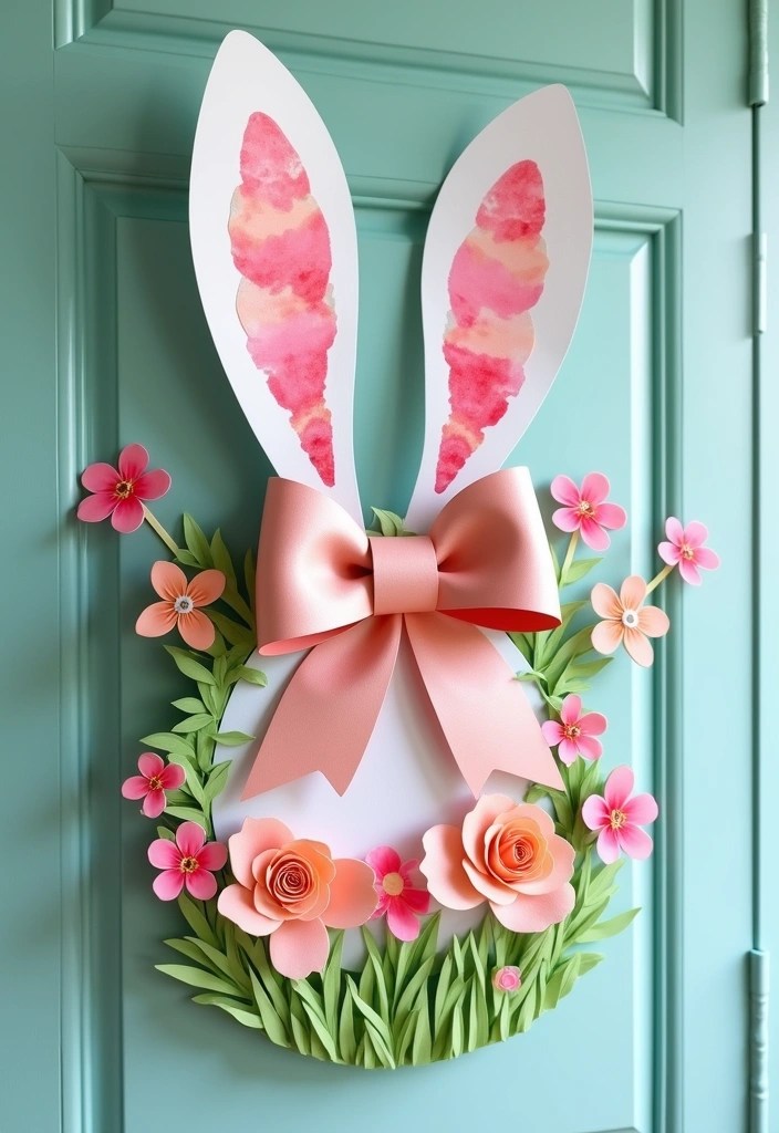 16 Budget-Friendly Easter Door Hanger Ideas That Look Amazing (You’ll Love #10!) - 14. Bunny Ears Door Hanger