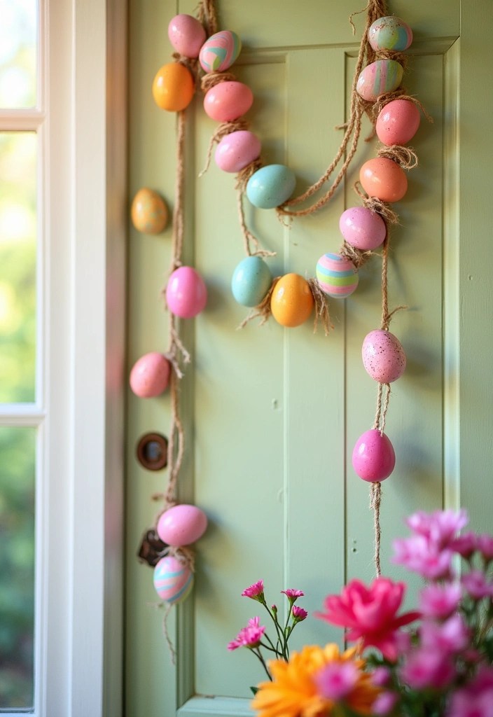 16 Budget-Friendly Easter Door Hanger Ideas That Look Amazing (You’ll Love #10!) - 6. DIY Egg Garland