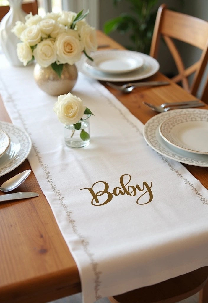 16 Home Decor Ideas for a Unique Baby Shower Setup Everyone Will Admire! - 16. Customized Table Runners