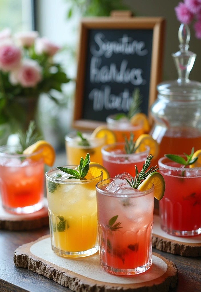 18 Trendy and Chic Bridal Shower Home Decor Ideas to Impress Everyone! - 10. Signature Drink Station