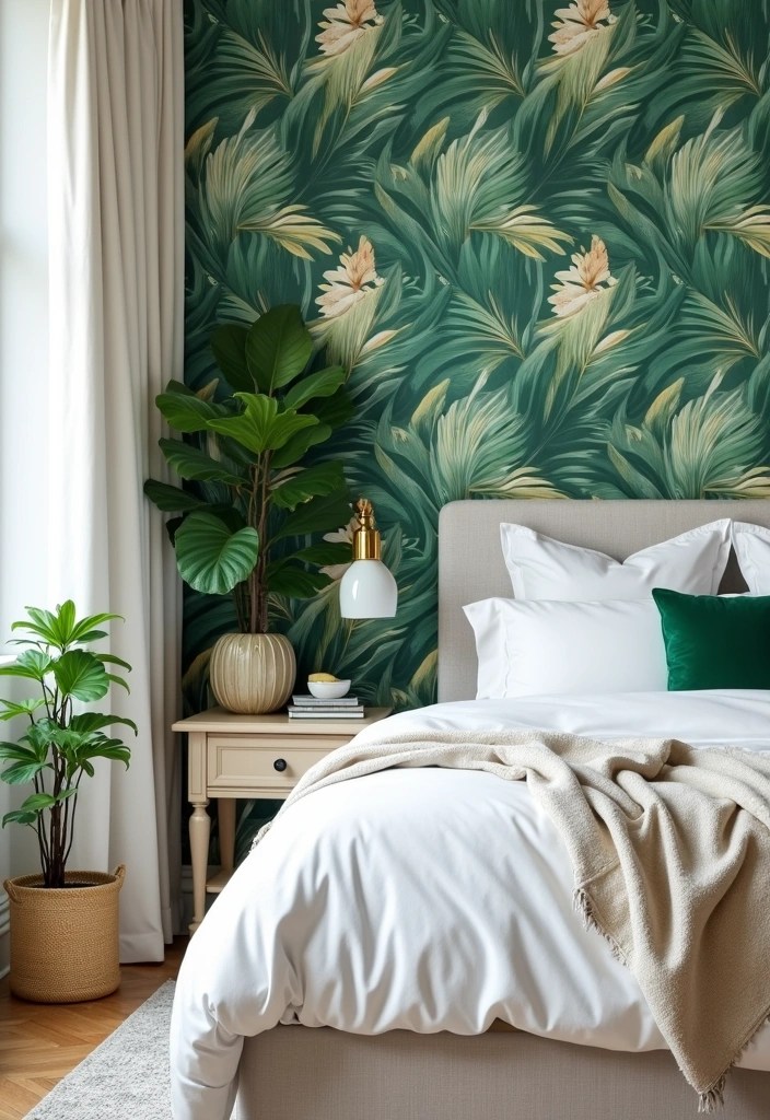 Unlock the Secrets to a Perfect Botanical Bedroom: 15 Ideas You’ll Love! - 2. Botanical Wallpaper