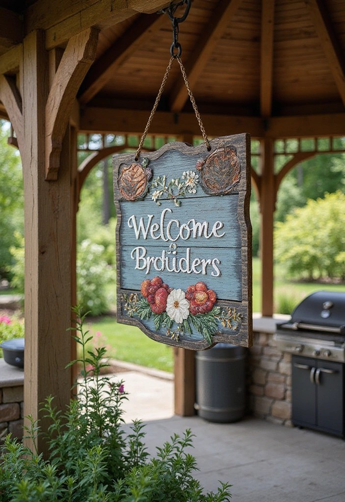 12 DIY Grill Gazebo Decor Ideas That Will Impress Without Breaking the Bank! - 7. Personalized Signage