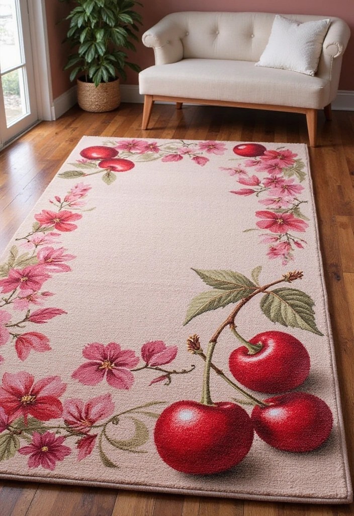 13 Budget-Friendly DIY Cherry Bedroom Ideas You Can Do This Weekend! - 10. Cherry Inspired Area Rug