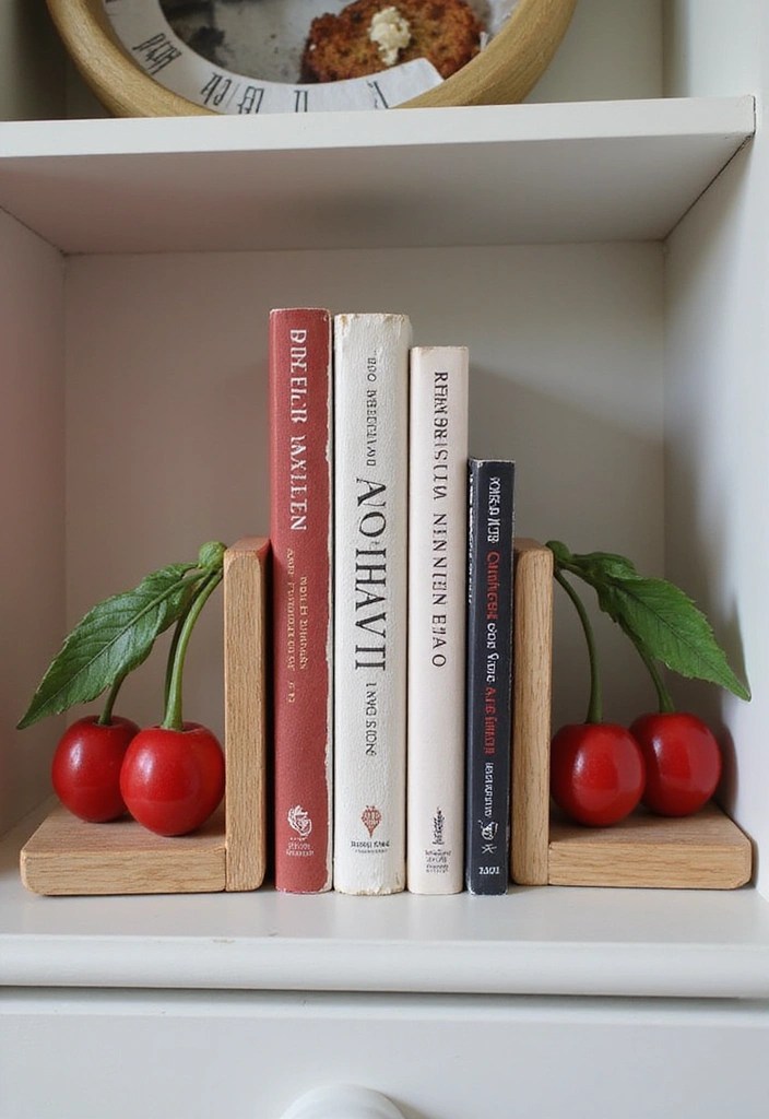 13 Budget-Friendly DIY Cherry Bedroom Ideas You Can Do This Weekend! - 12. Cherry Inspired Bookends
