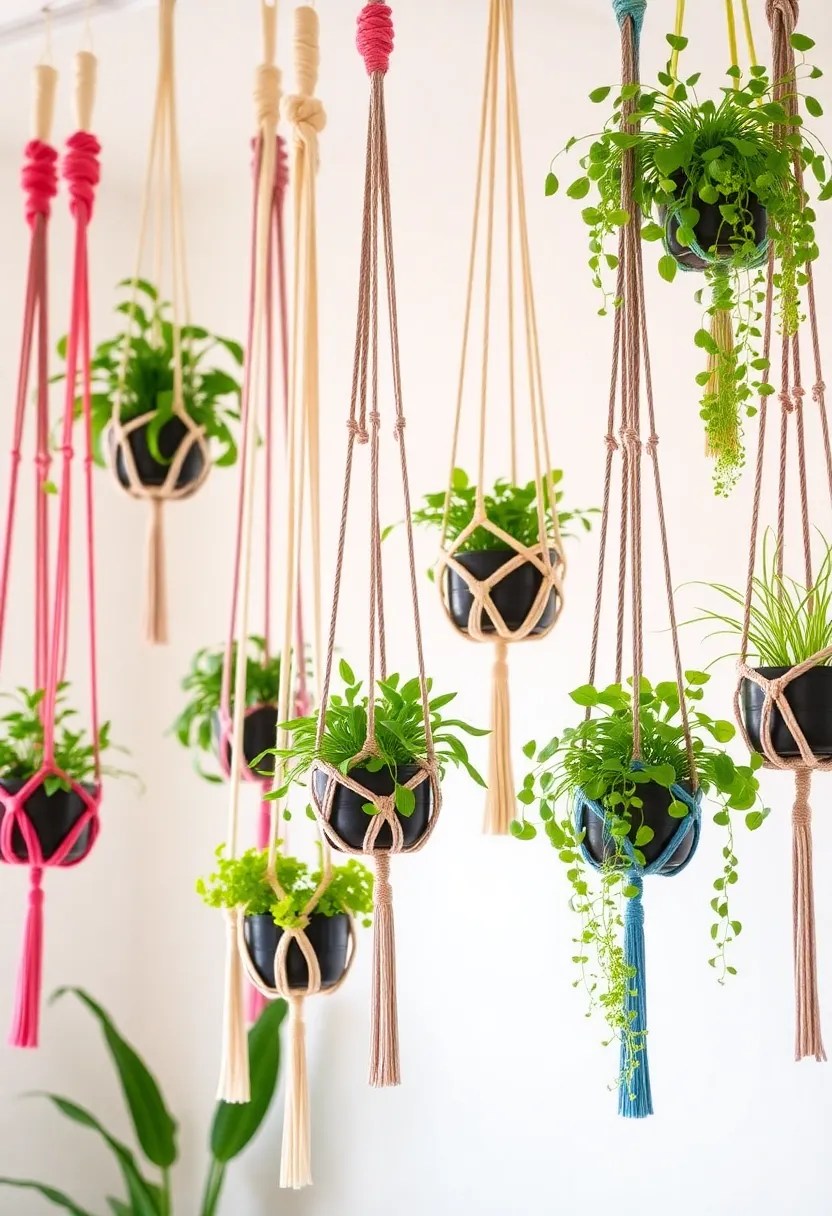 14 Artistic DIY Home Aesthetics Projects That Will Ignite Your Creativity (#5 is Pure Genius!) - 11. Colorful Macramé Plant Hangers