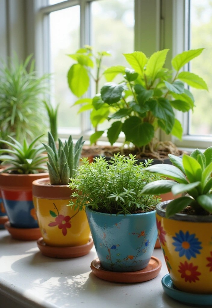 14 DIY Home Decor Projects for an Eclectic Look with Mixed Patterns and Colors! - 5. Vibrant Plant Pots