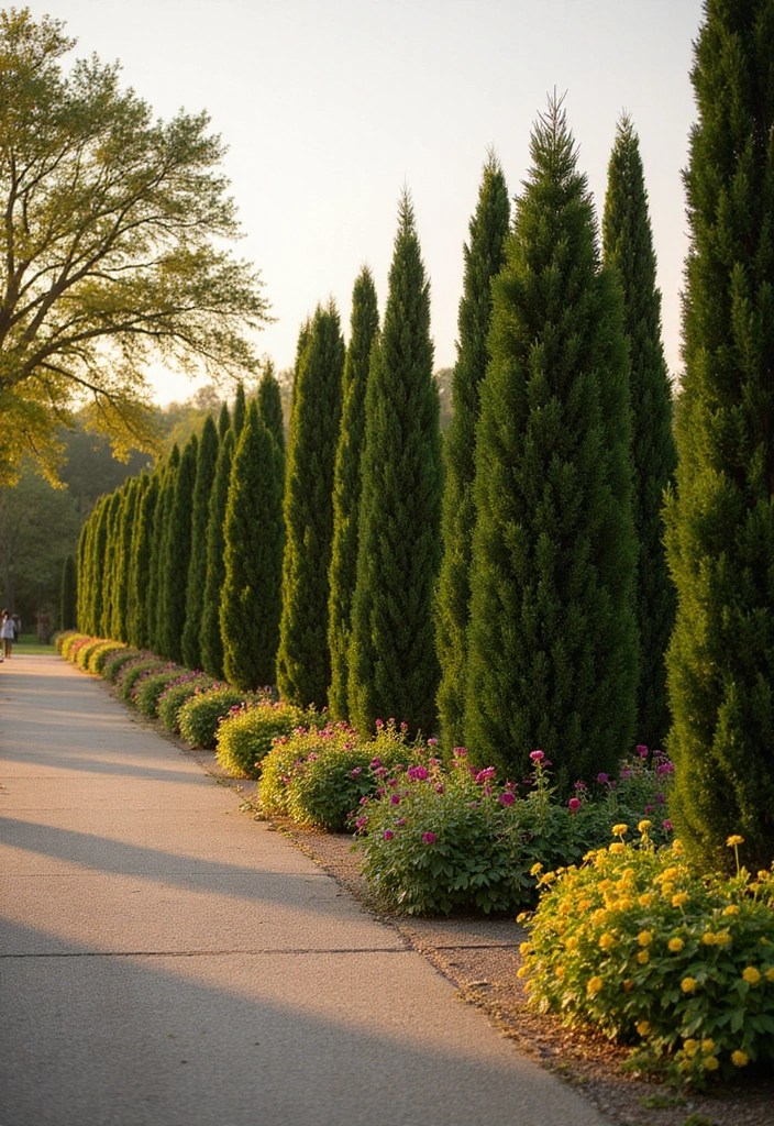 14 Low-Maintenance Tree Landscaping Ideas for Busy Gardeners! - 10. Columnar Trees: Space-Saving Solutions