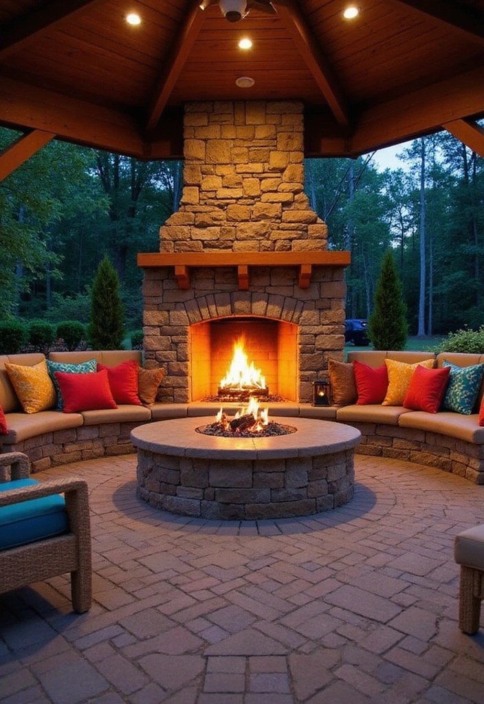 15 Stunning Outdoor Fireplace Ideas That Will Transform Your Backyard into a Cozy Retreat! - 4. Stylish Outdoor Fireplace with Seating Nook