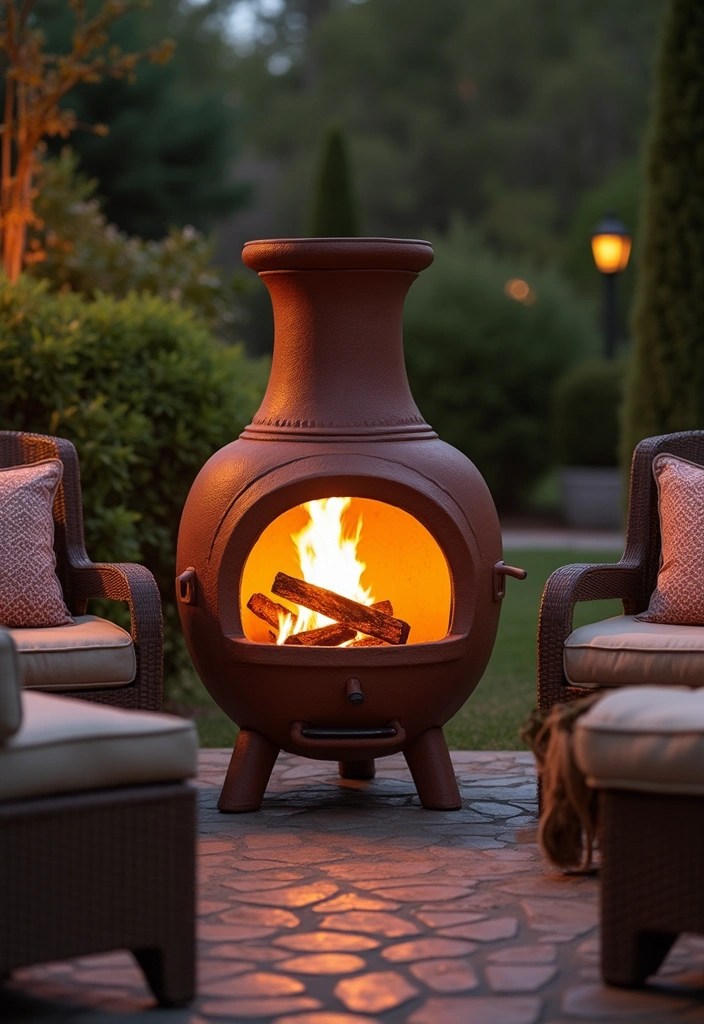 15 Stunning Outdoor Fireplace Ideas That Will Transform Your Backyard into a Cozy Retreat! - 8. Charming Chiminea