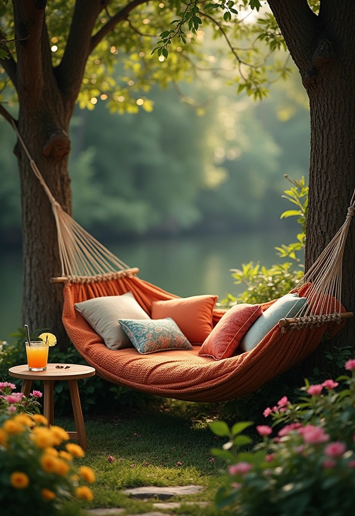 22 Backyard Decoration Ideas That’ll Make You Want to Live Outside Year-Round! - 7. Relaxing Hammock Corner