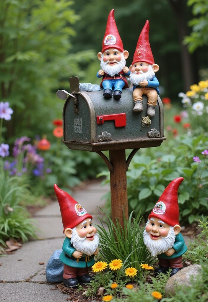 Unlock Your Home's Potential with These 11 Creative Mailbox Landscaping Ideas! - 4. Whimsical Touch: Garden Gnomes & Decor