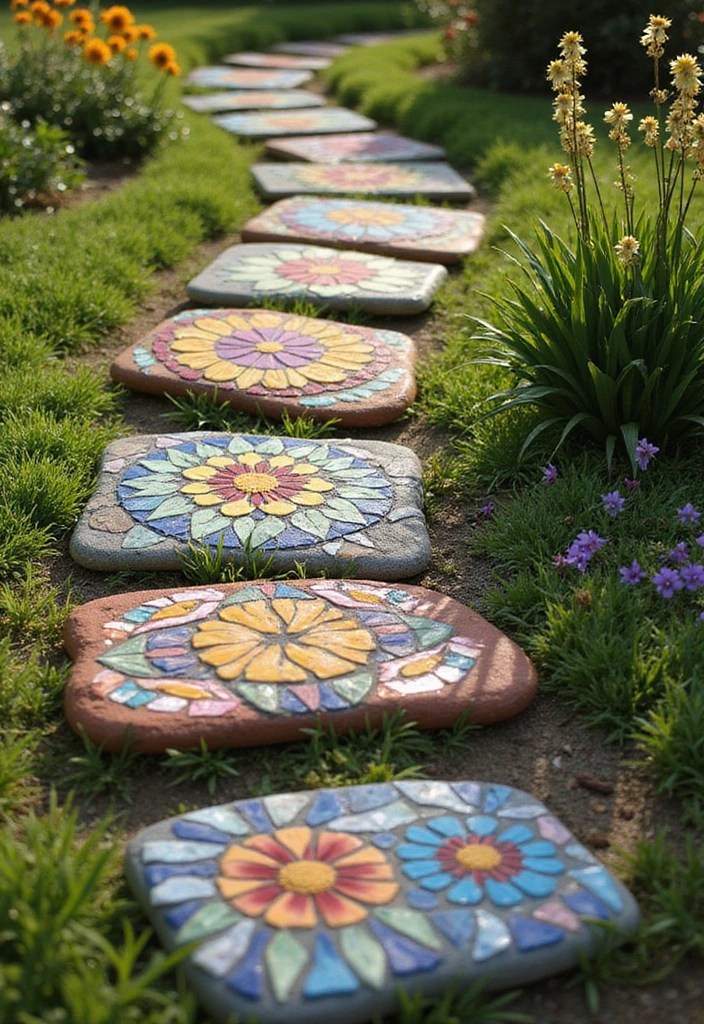 10 Stunning Mosaic Garden Ideas That Will Transform Your Outdoor Space! - 1. Mosaic Stepping Stones