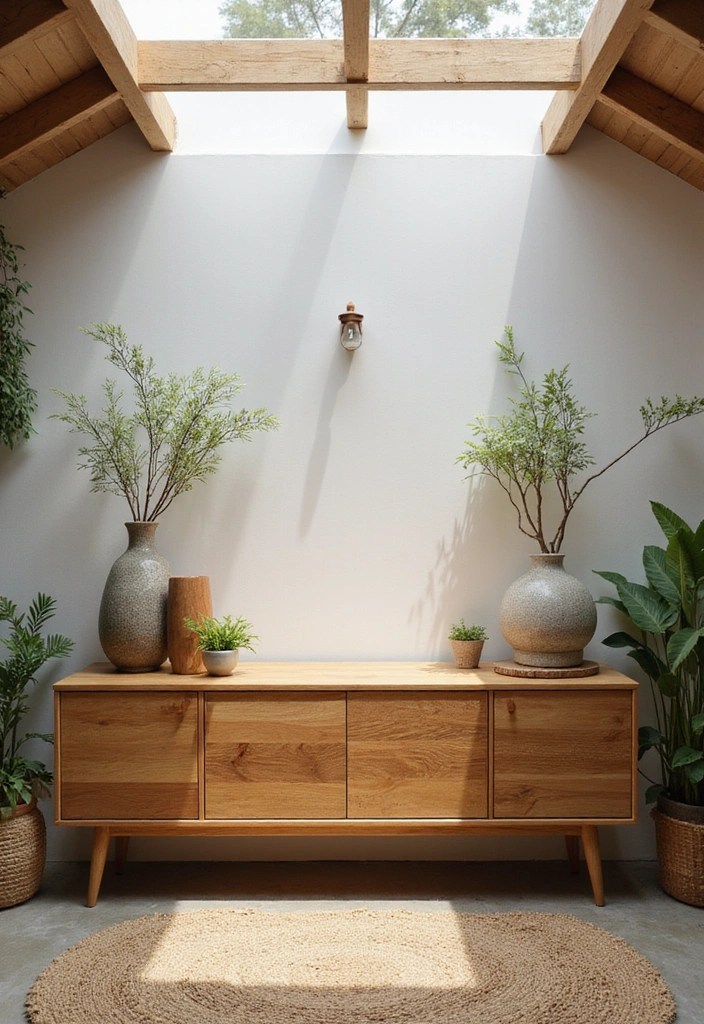 15 Stunning Indoor Sunroof Furniture Ideas to Brighten Your Space (You Won’t Believe #9!) - 11. Modern Console with Natural Elements