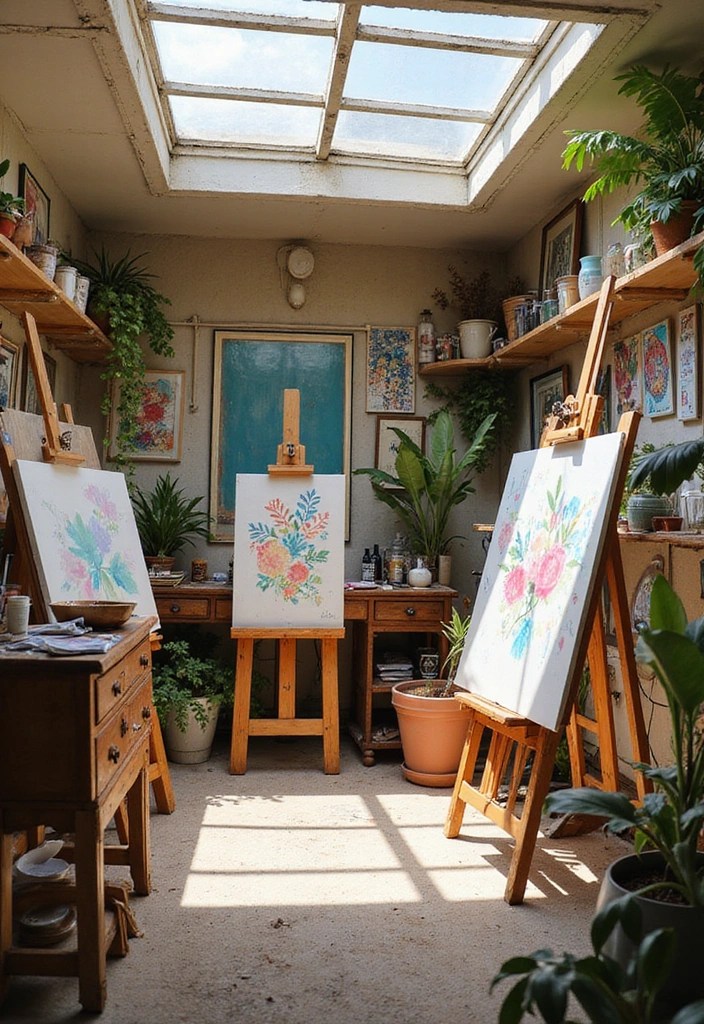 15 Stunning Indoor Sunroof Furniture Ideas to Brighten Your Space (You Won’t Believe #9!) - 14. Eclectic Art Studio