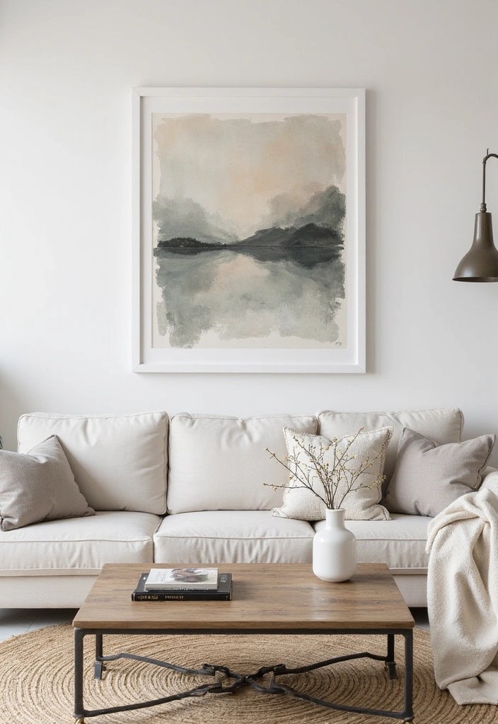 20 DIY Coffee Table Decorations That Look Luxurious on a Budget! - 15. Chic Wall Art Above the Table