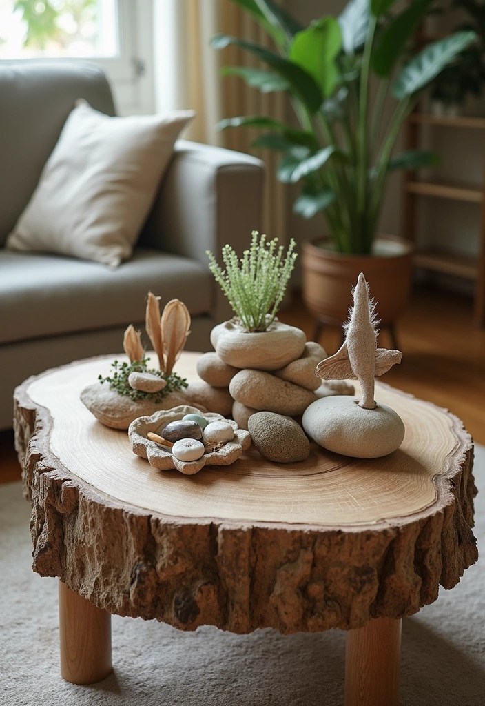 20 DIY Coffee Table Decorations That Look Luxurious on a Budget! - 18. Nature-Inspired Decor