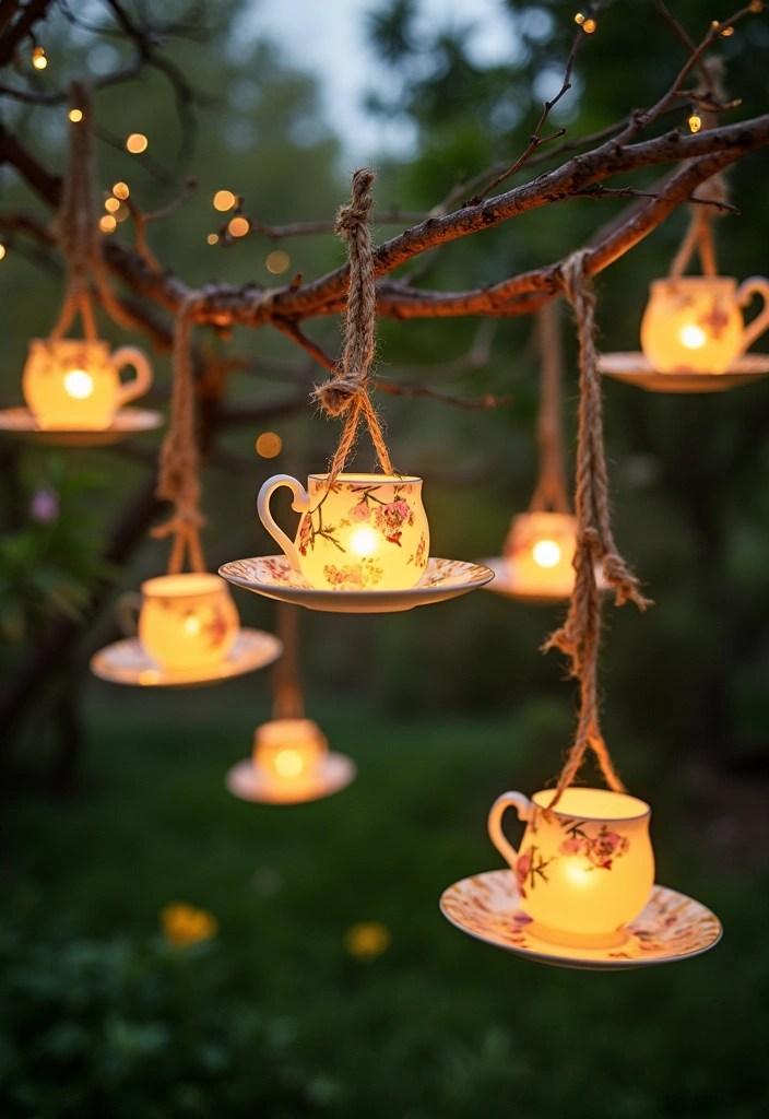 Illuminate Your Outdoors: 10 DIY Lighting Projects That Will Amaze You! - 7. Hanging Teacup Lights