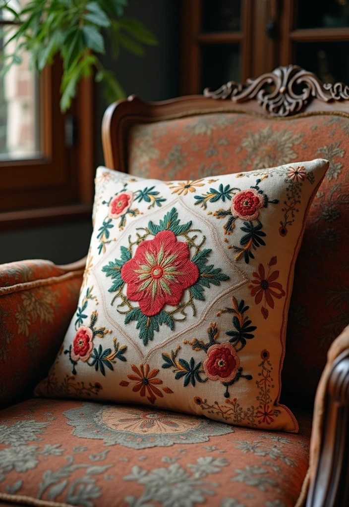 10 DIY Decorative Throw Pillow Ideas That Are Easier Than You Think! - 6. Embroidery Elegance