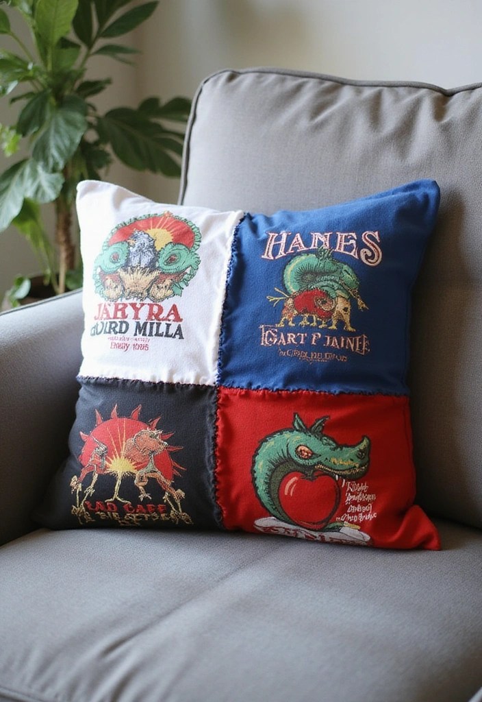 10 DIY Decorative Throw Pillow Ideas That Are Easier Than You Think! - 7. Upcycled T-Shirt Pillows