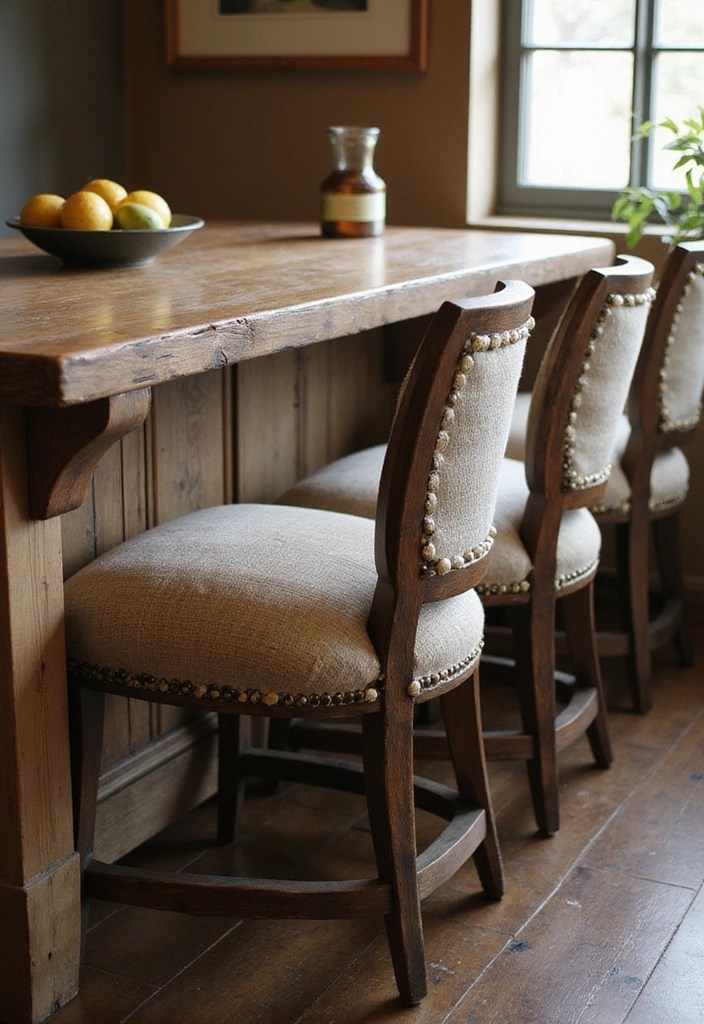 14 Rustic Bar Chairs That Will Bring Cozy Vibes to Your Kitchen! - 11. Rustic Upholstered Bar Chairs