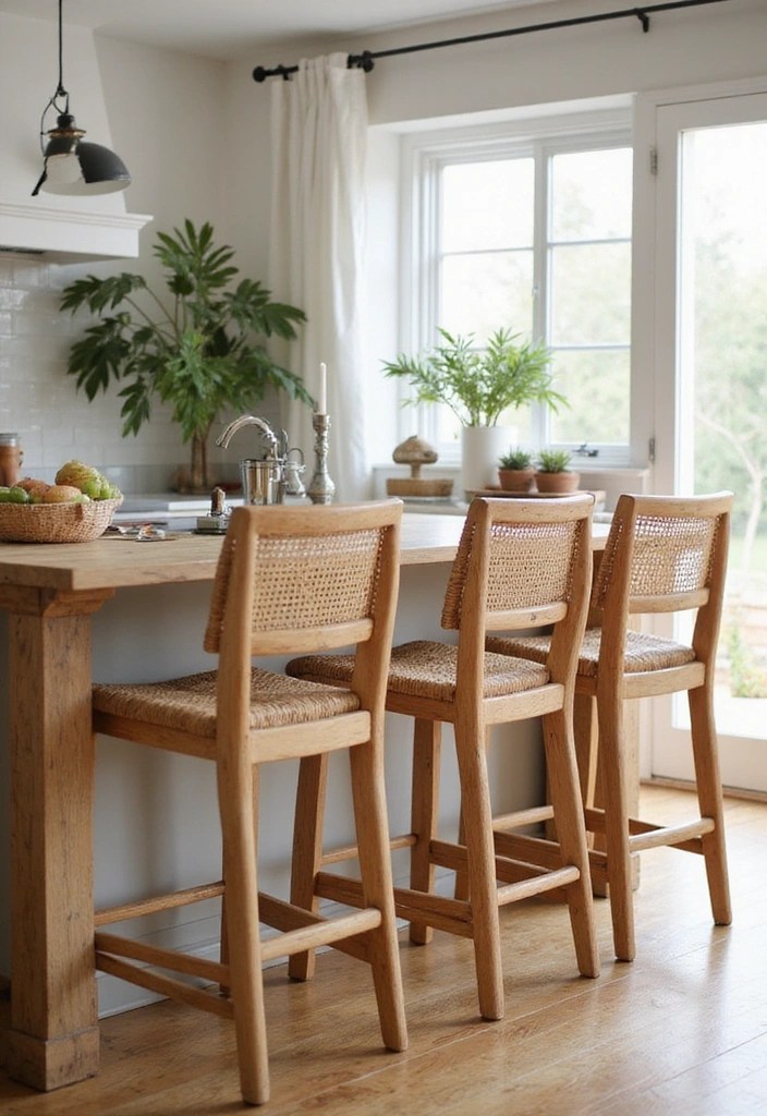 14 Rustic Bar Chairs That Will Bring Cozy Vibes to Your Kitchen! - 3. Woven Seat Bar Chairs