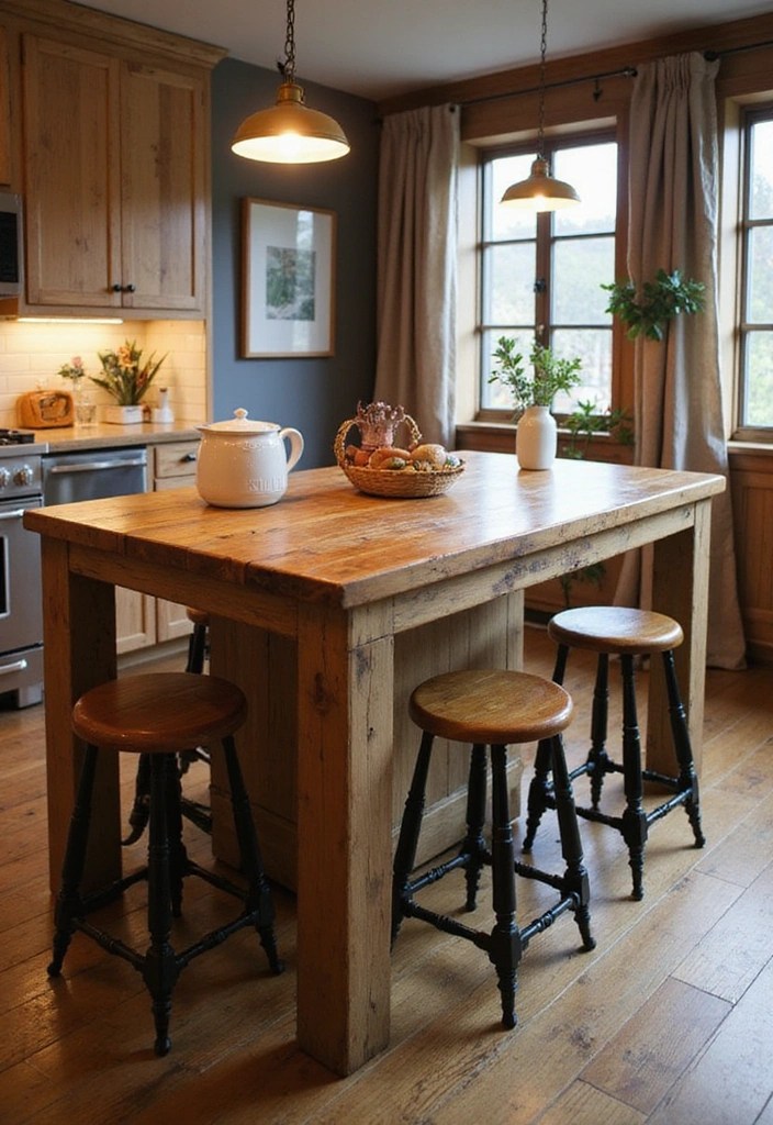 15 Cozy Kitchen Islands with Seating Perfect for Entertaining Friends! - 1. Rustic Wooden Charm