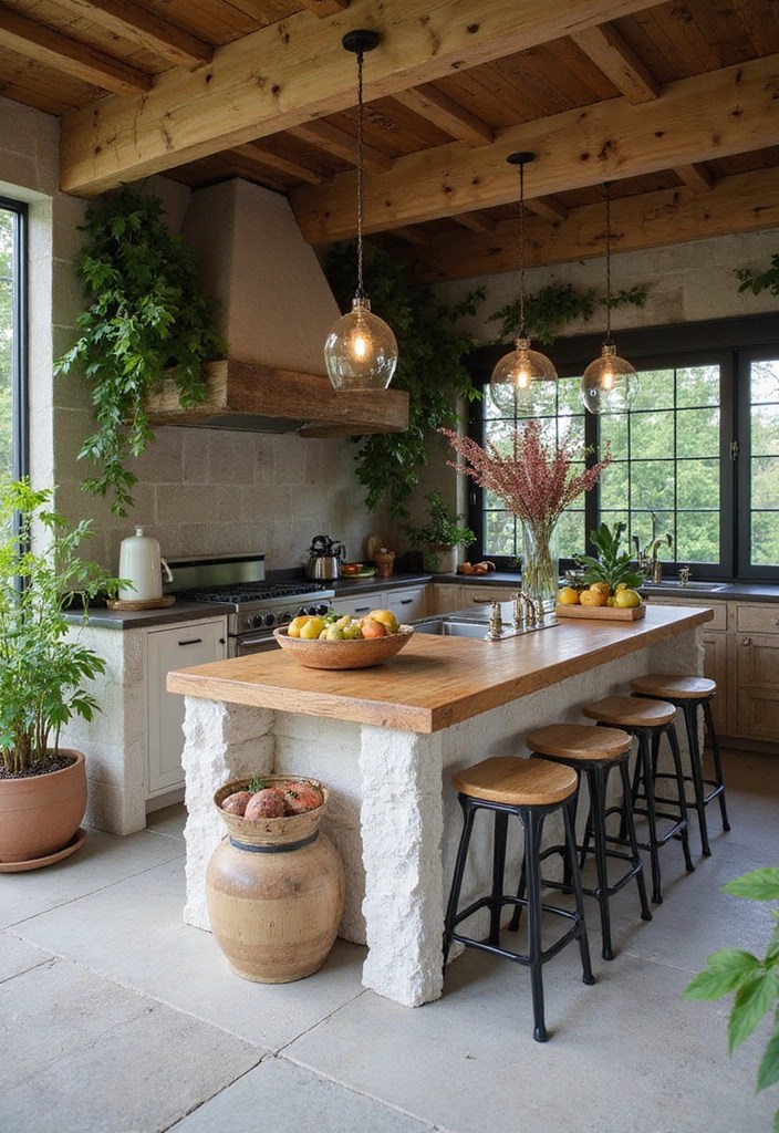 15 Cozy Kitchen Islands with Seating Perfect for Entertaining Friends! - 10. Outdoor-Inspired Vibes
