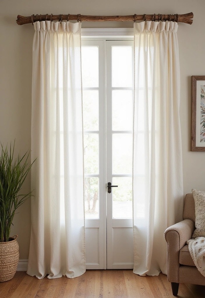15 DIY Curtain Rod Ideas That'll Elevate Your Home Decor Game Instantly (Check Out #10!) - 5. Elegant Branch Curtain Rods
