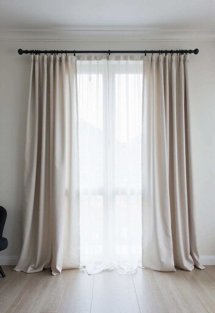 15 DIY Curtain Rod Ideas That'll Elevate Your Home Decor Game Instantly (Check Out #10!) - 8. Monochrome Tension Rods for a Sleek Look