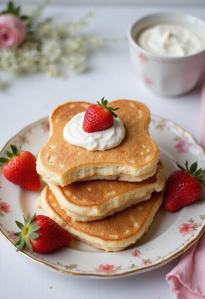 15 Fun Galentine's Brunch Food Dishes That Will Steal the Show! - 1. Heart-Shaped Strawberry Pancakes