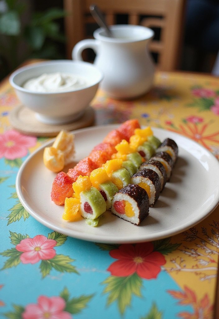 15 Fun Galentine's Brunch Food Dishes That Will Steal the Show! - 15. Rainbow Fruit Sushi