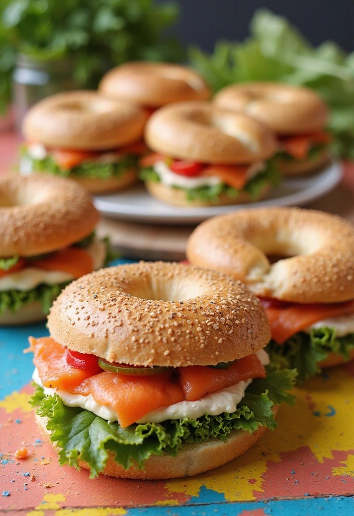 15 Fun Galentine's Brunch Food Dishes That Will Steal the Show! - 7. Rainbow Bagel Sandwiches