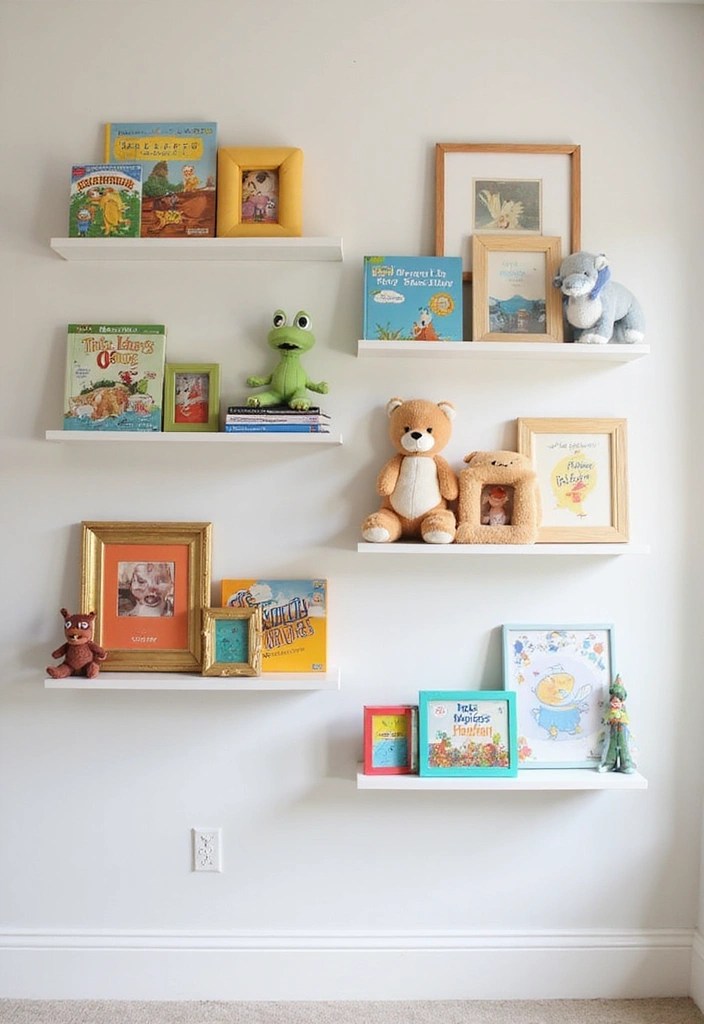 15 Genius Nursery Organization Ideas That'll Save You Money (and Time!) - 3. Install Floating Shelves