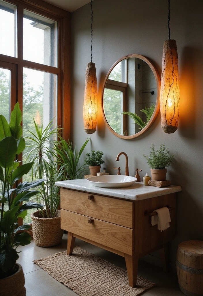 18 Elegant Bathroom Lighting Styles That Will Elevate Your Decor Game! - 11. Nature-Inspired Lighting