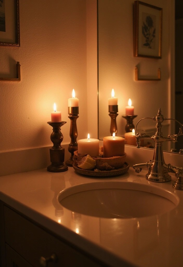 18 Elegant Bathroom Lighting Styles That Will Elevate Your Decor Game! - 13. Sophisticated Candle Holders