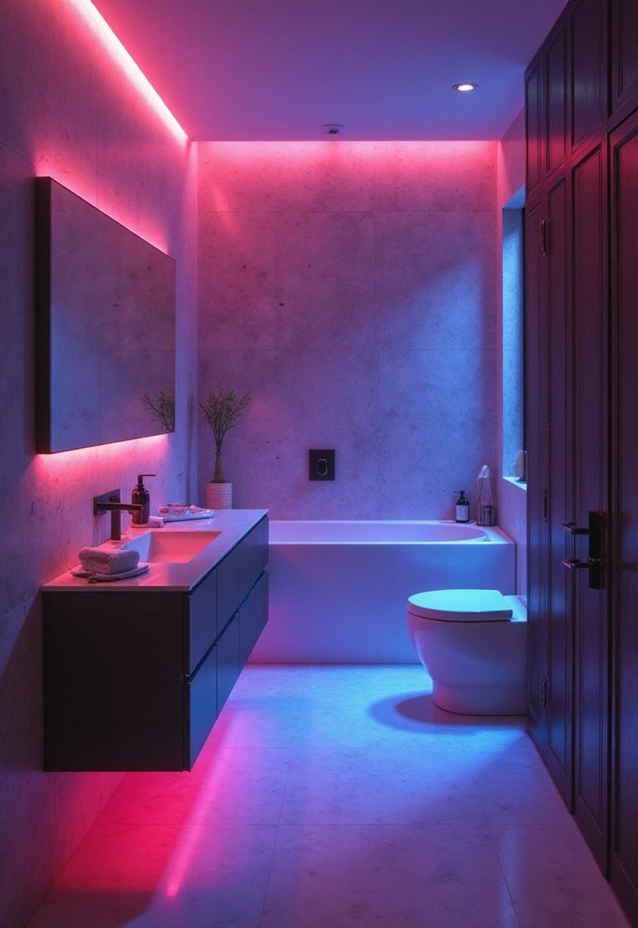 18 Elegant Bathroom Lighting Styles That Will Elevate Your Decor Game! - 16. Color-Changing Lights