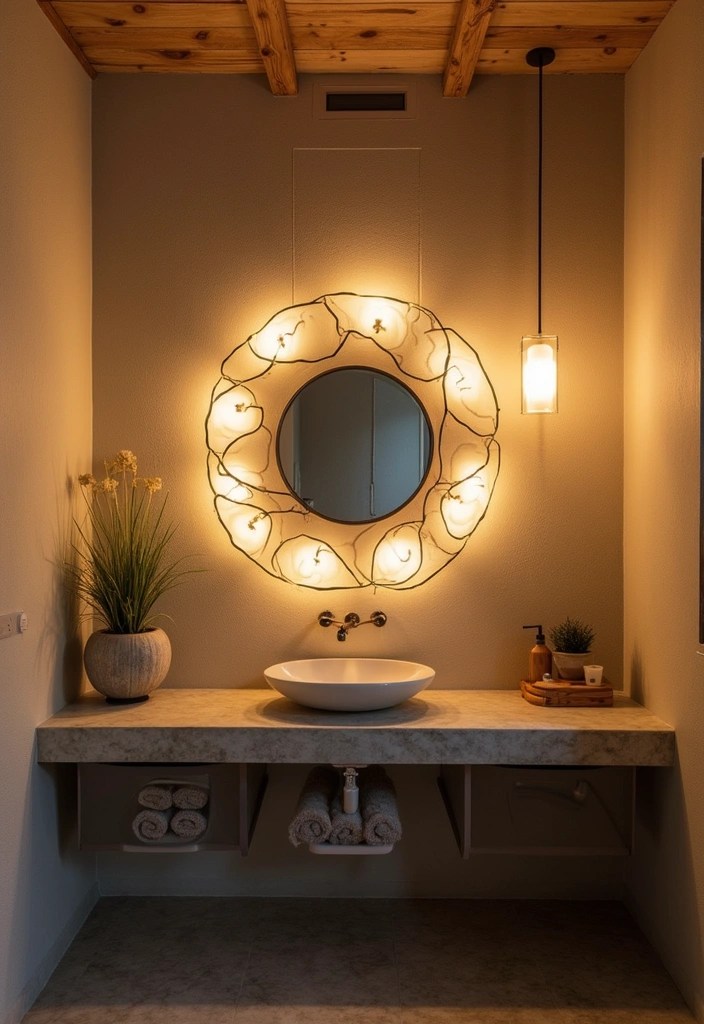 18 Elegant Bathroom Lighting Styles That Will Elevate Your Decor Game! - 6. Artistic Lighting Fixtures