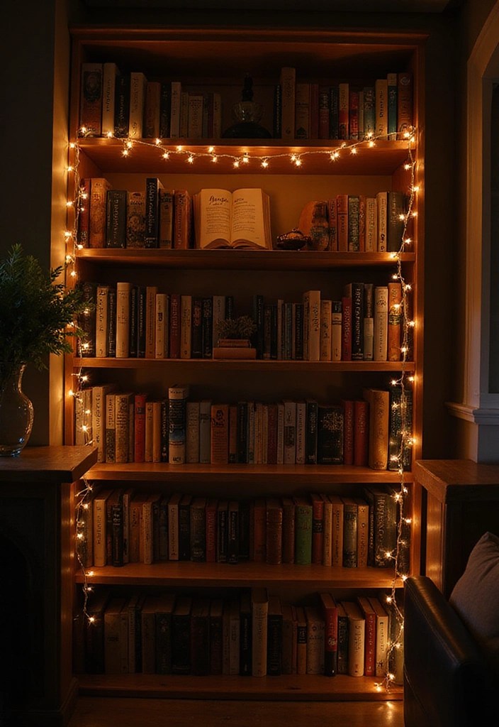 3 Budget-Friendly Bookcase Makeovers for Instant Cozy Vibes - 3. Use Festive Lighting