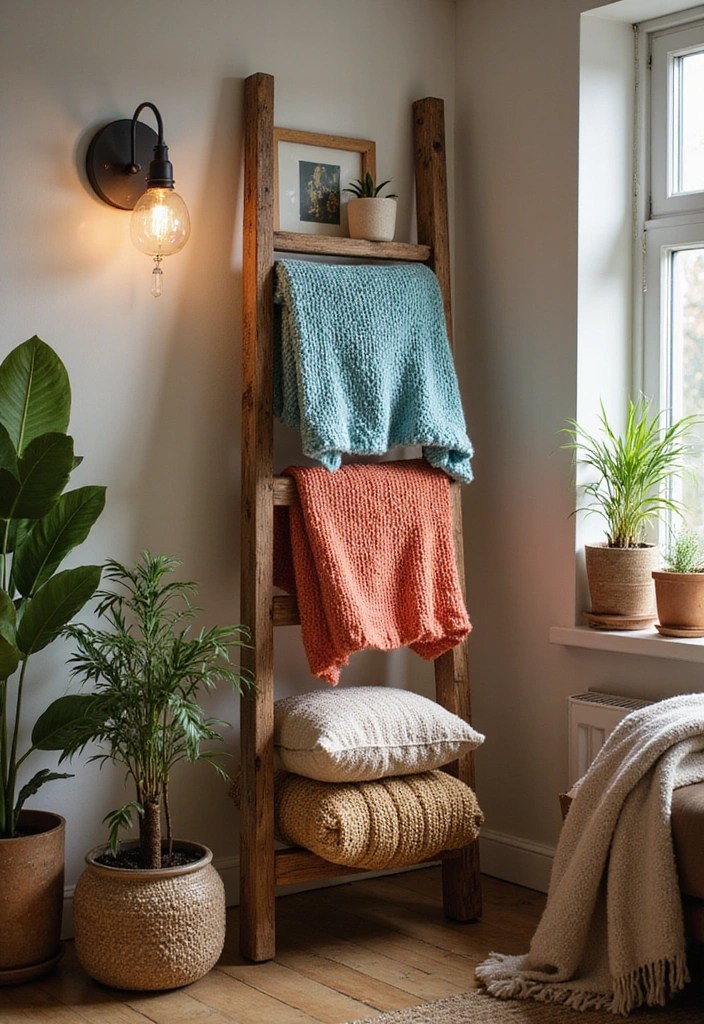 3 Quick & Cozy DIY Decor Projects You Can Finish in a Weekend - 1. Cozy Knit Blanket Ladder