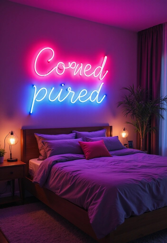 Cozy Bedroom Lighting Ideas That Transform Your Space - 8. Neon Signs for a Fun Touch