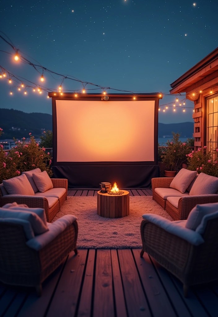 10 Eye-Catching Rooftop Garden Ideas for a Party-Perfect Outdoor Space! - 10. Movie Night Setup