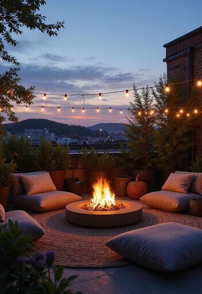10 Eye-Catching Rooftop Garden Ideas for a Party-Perfect Outdoor Space! - 2. Cozy Fire Pit