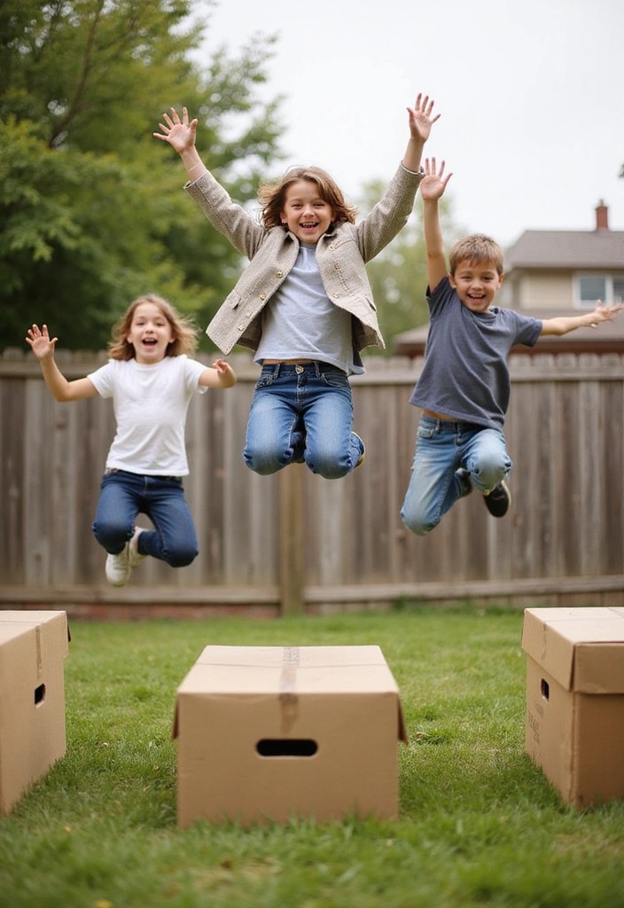 10 Simple Outdoor Obstacle Course Ideas Using Household Items (Your Kids Will Love #5!) - 10. Box Jump Challenge
