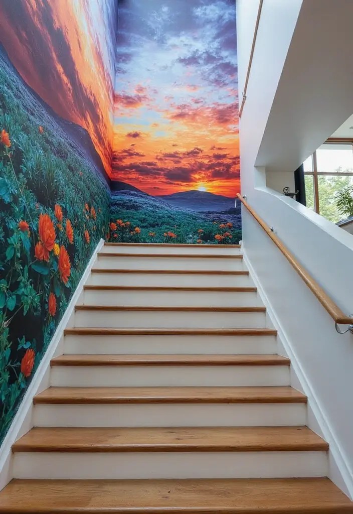 10 Stunning Ways to Transform Your Staircase with Decoration - 3. Artistic Wall Murals