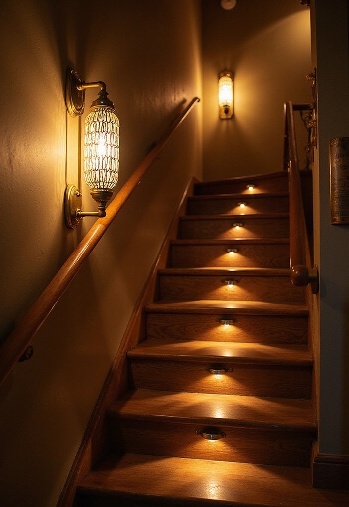 10 Stunning Ways to Transform Your Staircase with Decoration - 7. Creative Lighting